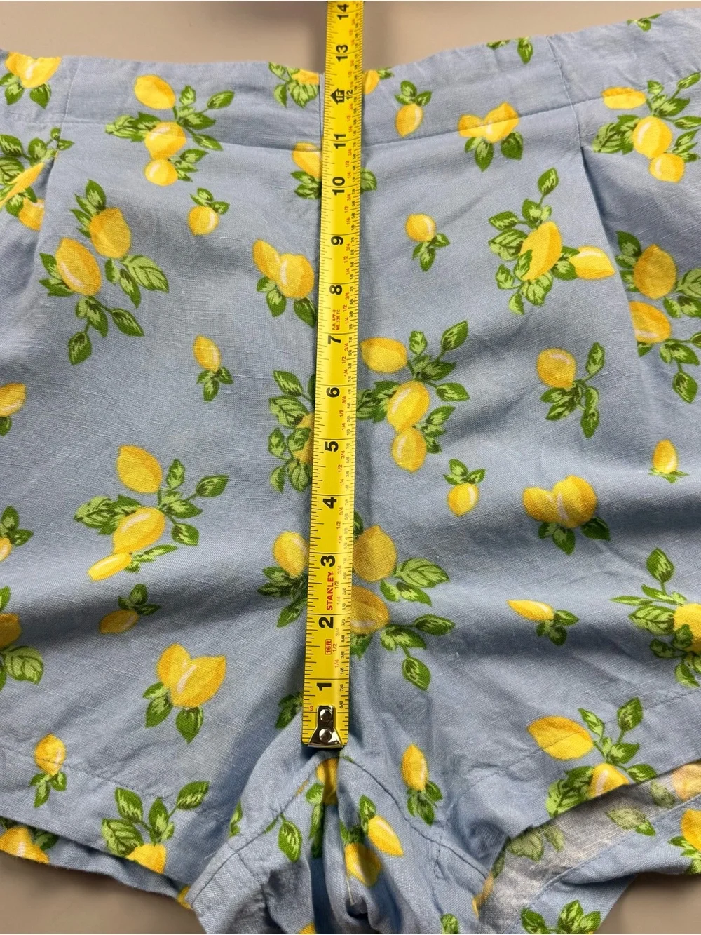 LOFT Lemon Print Linen Blend Wrap Romper Women’s Blue XL P Cottagecore